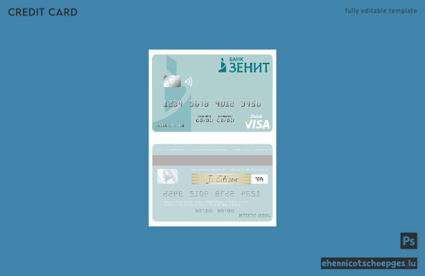 Beispielvorschau der ZENIT Visa-Debitkarte der russischen Bank
